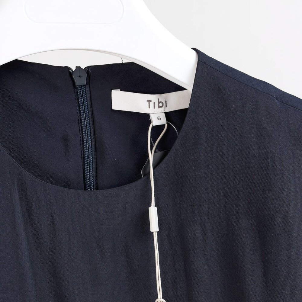 Tibi Asymmetric Flap Snap Detail Midnight Navy Maxi Dress - Picture 11 of 13